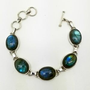 Labradorite Sterling Silver Oval Bracelet